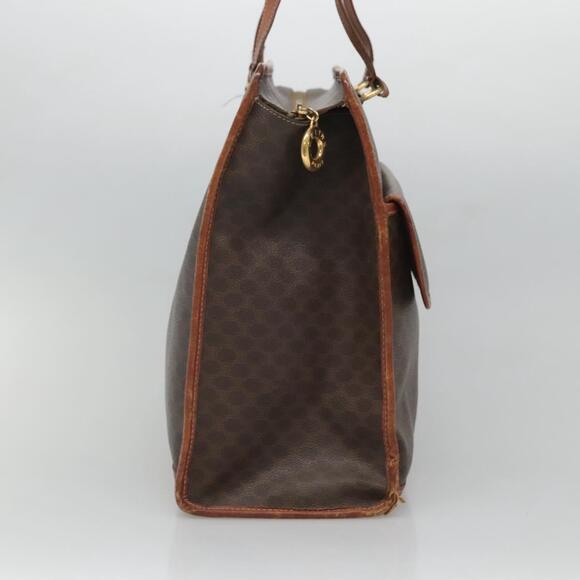 CELINE Macadam Canvas Shoulder Bag Pvc Leather Brown Gold - Picture 4 of 12